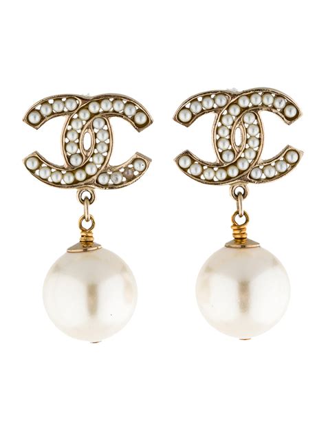 chanel earrings cc with pearl|chanel pearl drop earrings price.